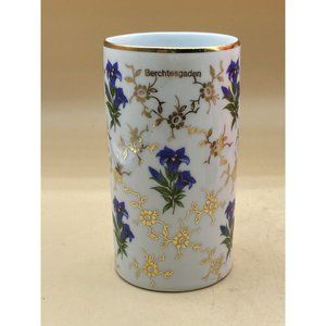 Berchtesgaden Ceramic Vase by KS Bavaria Flowers & Gold Paint